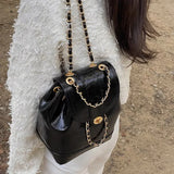 Korea Autumn Winter Mini Chains Backpack Female Student Leather