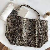 Women Leopard Canvas Handbag Large Capacity Shoulder Bag
