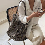 Women Leopard Canvas Handbag Large Capacity Shoulder Bag