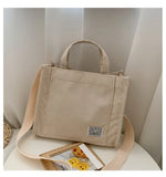 Corduroy Shoulder Bag Solid Buckle Messenger Bag Small Handbag Soft Tote