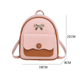 Women Mini Backpack Small Backless Bag Bow Patchwork Multi-Functional PU Leather