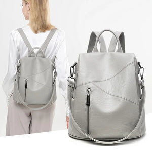 Women's Soft Leather Anti-Theft Small Backpack