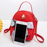 Women Ladies Bag Silk Scarf Rose Small Backpack Casual Cell Phone Bag