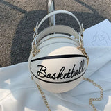 Women Basketball Round Crossbody Shoulder Bag Chain Purse Satchel
