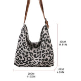 Leopard Canvas Shoulder Bag Tote Purse Handbag Large Capacity Satchel