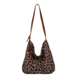 Leopard Canvas Shoulder Bag Tote Purse Handbag Large Capacity Satchel