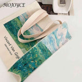 Canvas Van Gogh Oil Painting Grocery Shopper Storage Bag Zipper Foldable Travel