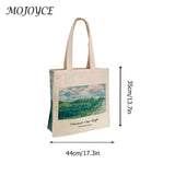 Canvas Van Gogh Oil Painting Grocery Shopper Storage Bag Zipper Foldable Travel