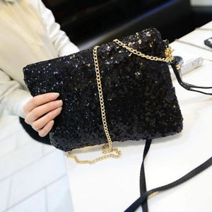 Glitter Sequins Envelope Clutch Bag Sparkling Party Evening Crossbody Purse