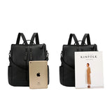 Women Ladies Backpack PU Leather Waterproof School Bag Double Zip Solid Travel S