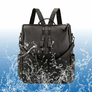 Women Ladies Backpack PU Leather Waterproof School Bag Double Zip Solid Travel S