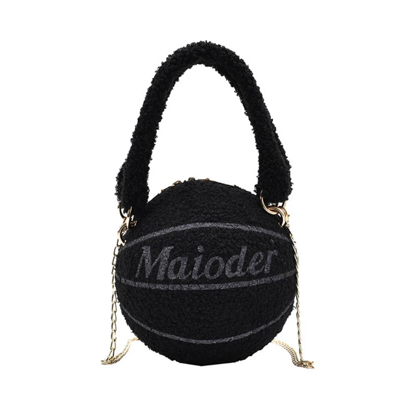 Plush Basketball Crossbody Shoulder Bag Tote Handbag Messenger Satchel