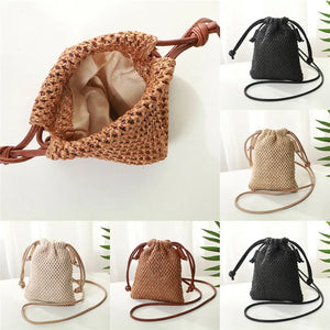 Women Straw Bag Rattan Tote Handbag Woven Beach Shoulder Bags Drawstring