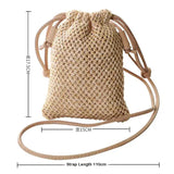 Women Straw Bag Rattan Tote Handbag Woven Beach Shoulder Bags Drawstring