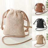 Women Straw Bag Rattan Tote Handbag Woven Beach Shoulder Bags Drawstring