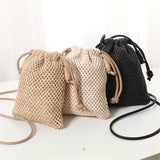Women Straw Bag Rattan Tote Handbag Woven Beach Shoulder Bags Drawstring