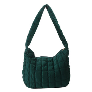 Quilted Plaid Underarm Bag for Women Soft Casual Tote