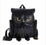 Women Lady Owl Leather Backpack School Girls High Travel Bag Pink