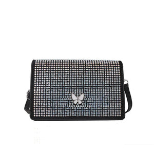 Rhinestone Flap Shoulder Crossbody Bag Sparkle