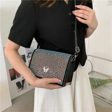 Rhinestone Flap Shoulder Crossbody Bag Sparkle