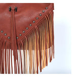 Women Lady Girl Rivet Shoulder Bag Messenger Soft PU Tassel Solid