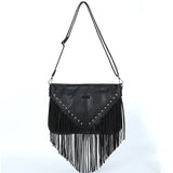 Women Lady Girl Rivet Shoulder Bag Messenger Soft PU Tassel Solid