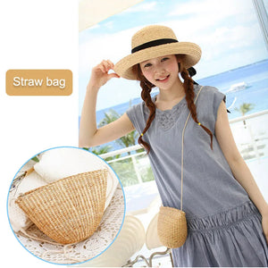 Women Straw Shoulder Crossbody Bag Vintage Woven for Travel Beach