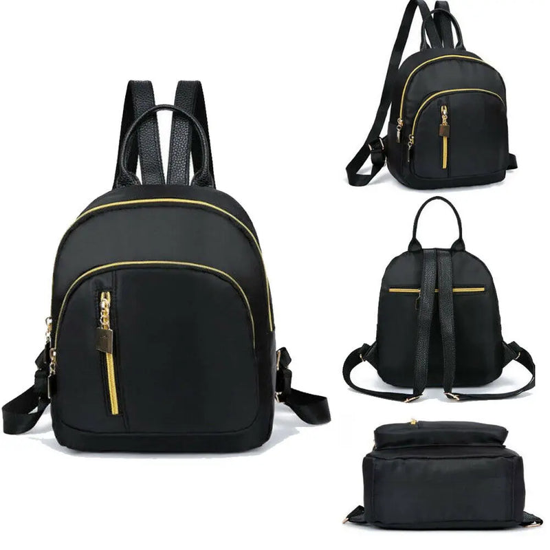 Women Nylon Backpack Travel Shoulder School Bag Rucksack Zip Bags