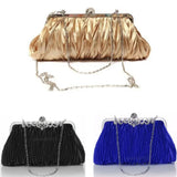 Satin Crystal Bridal Clutch Wedding Purse Evening Bag
