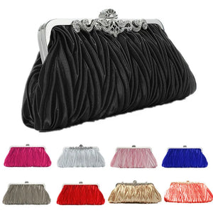 Satin Crystal Bridal Clutch Wedding Purse Evening Bag