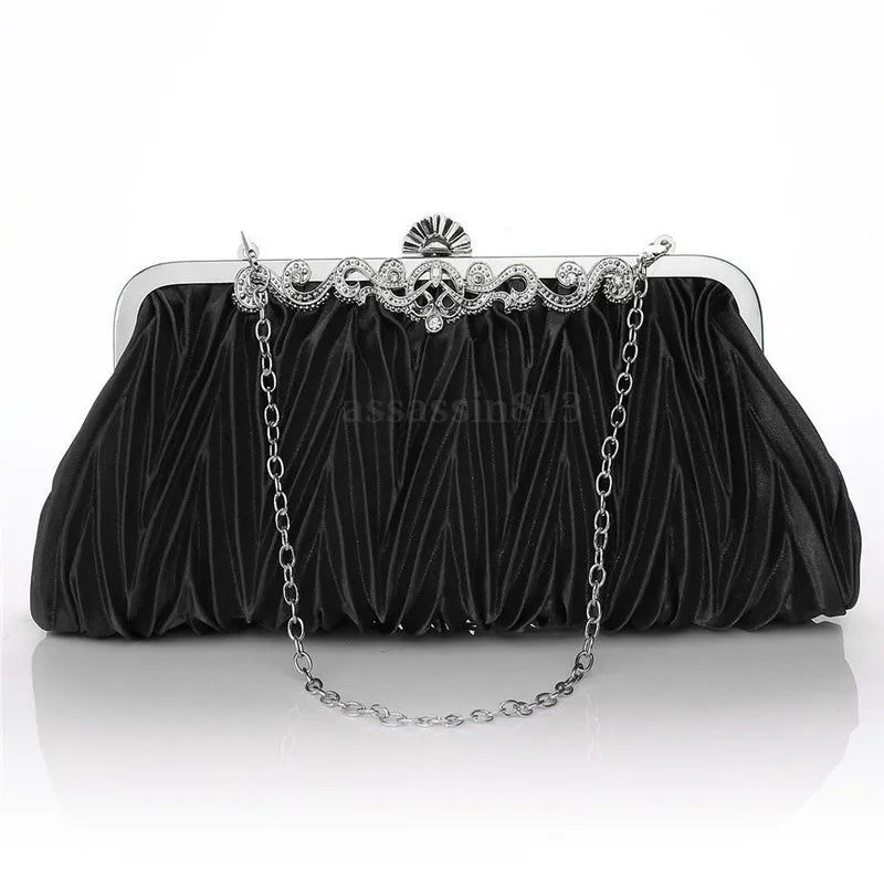 Satin Crystal Bridal Clutch Wedding Purse Evening Bag