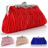 Satin Crystal Bridal Clutch Wedding Purse Evening Bag