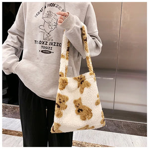 Soft Bear Handbag Large Capacity Shopping Tote