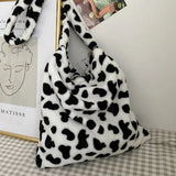 Fluffy Fur Bear Shoulder Tote Bag - Large Capacity