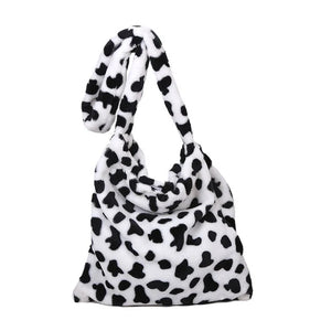 Soft Shoulder Tote Bag Canvas Fluffy Fur Bear Handbag Large Capacity