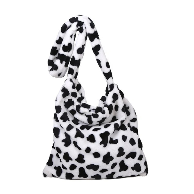 Fluffy Fur Bear Shoulder Tote Bag - Large Capacity