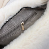Fluffy Shoulder Tote Bag Faux Fur Stud Diamonds Small Purse
