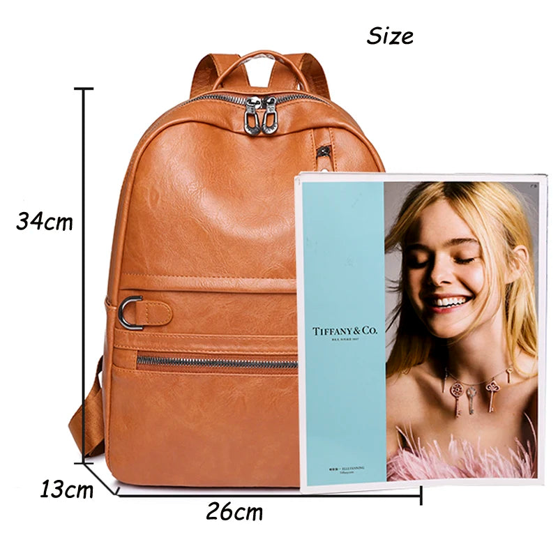 Large Capacity Backpack Leather School Bags for Girls Travel Bagpack