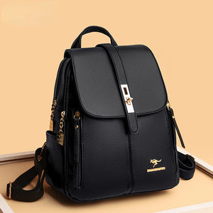 Leather Large Capacity Backpack Purses Vintage Bag
