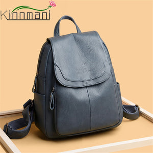 Large Capacity Leather Backpack Purse for Women School Travel Bagpack