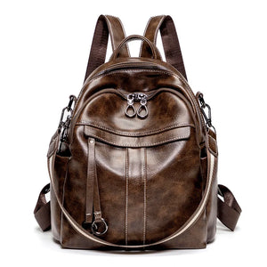 Large Capacity Backpack Purses High Leather Vintage Bag School Bags