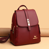 Leather Large Capacity Backpack Purses Vintage Bag