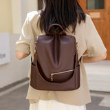 Large Capacity Backpack Purses High Leather Female Vintage Bag