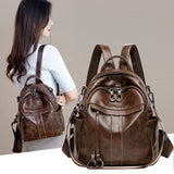 Large Capacity Backpack Purses High Leather Vintage Bag School Bags
