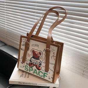 Women Large Capacity Cartoon Shoulder Bag Autumn Tote Bag