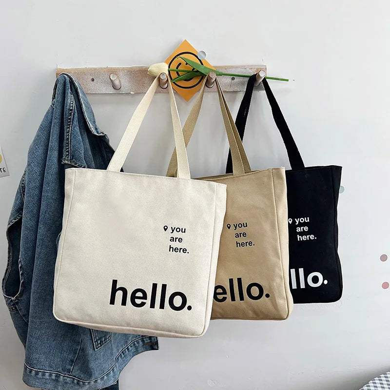 Large Capacity Canvas Shoulder Bag Eco-Friendly Reusable Foldable