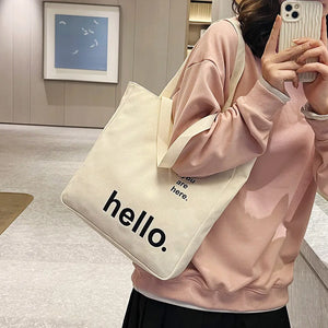 Large Capacity Canvas Shoulder Bag Eco-Friendly Reusable Foldable