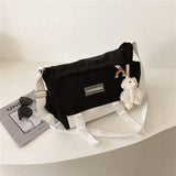 Women Large-Capacity Canvas Shoulder Bag Small Fresh Girl Crossbody Messenger Ba