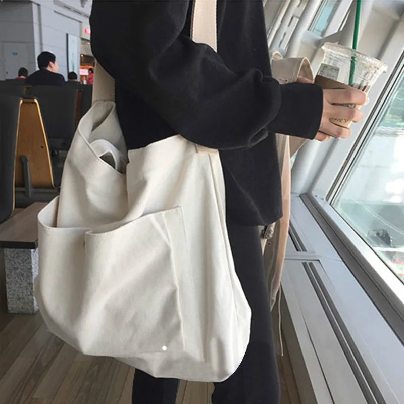 Women Large Capacity Canvas Shoulder Bag Casual Handbag Tote Reusable