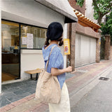 Corduroy Tote Bag Eco Reusable Shopping Handbag Bear Shoulder Bag